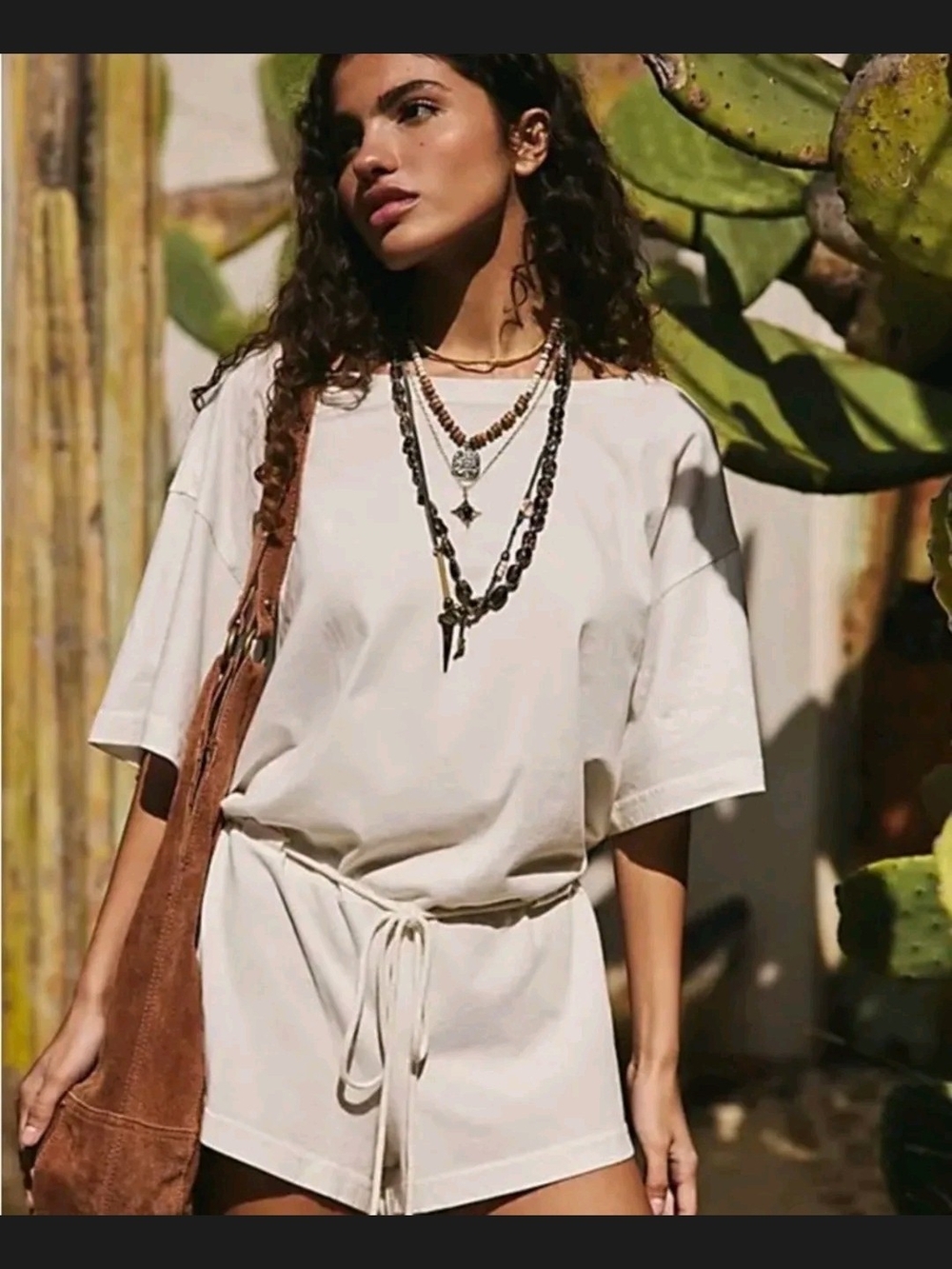 Free People Women’s Casual  Drawstring Waist Tee Romper XS